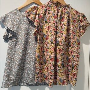 SHEIN Floral Ruffle Sleeve Women’s Tops - Set of 2